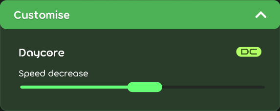 Daycore customisation options in the game client